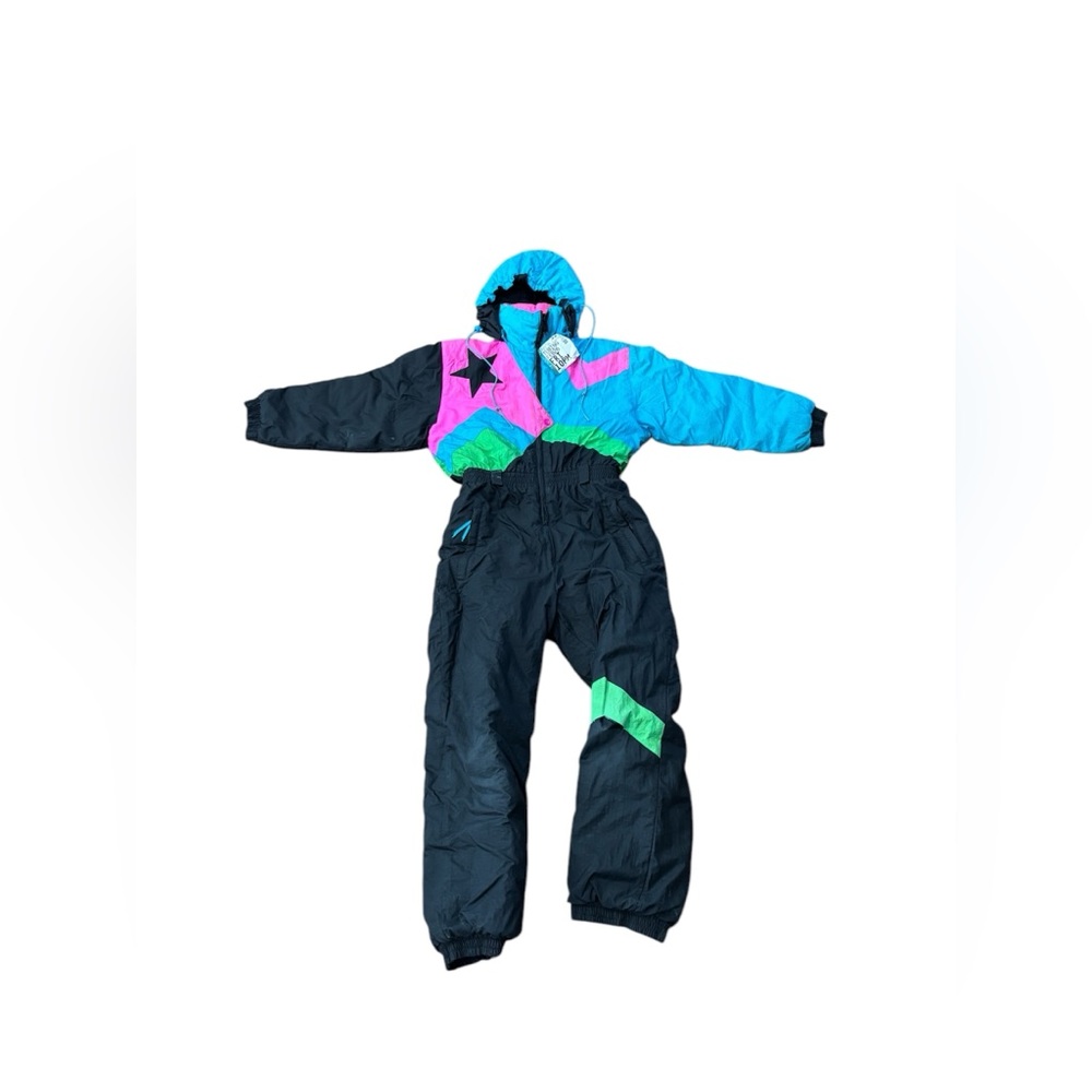Vintage 90s Ski Snowsuit, Color Block, Size M
